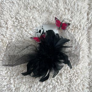 Custom Black Feather and Poker Fascinator